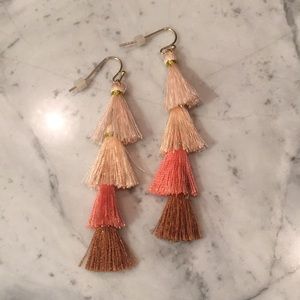 Ombré Pink/Coral & Gold Thread Tassel Earrings